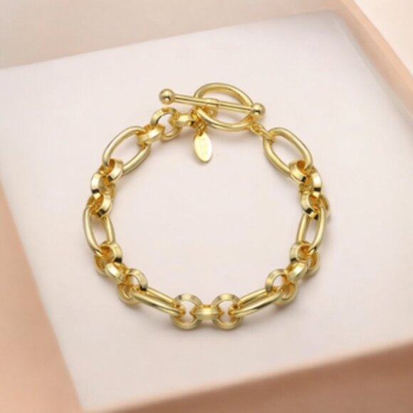 Chunky Cable Chain Link Hypoallergenic Toggle Clasp Fashion Bracelet - Picture 1 of 4